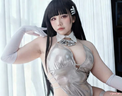 阿半今天很开心 – 蔚蓝档案 调月莉音·银色长裙 [112P3V]